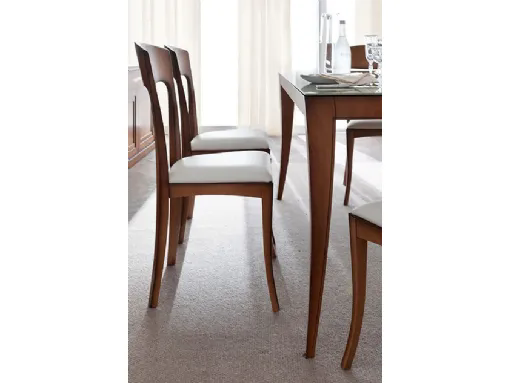 Sedia Eva in legno con seduta imbottita di Fasolin