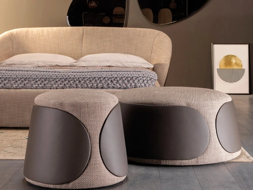 Pouf Mama in tessuto e pelle di Tonin Casa