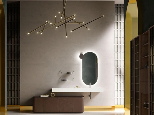Mobile da Bagno con base in Rovere Termocotto Des Evolution Deep Green 02 di Cerasa