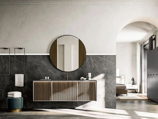 Mobile da Bagno sospeso Honey 03 in Noce Canaletto di Cerasa