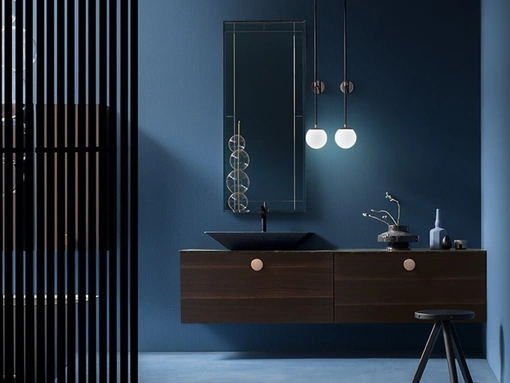 Mobile da Bagno Maori 00 in Eucalipto con doppio cassettone di Cerasa