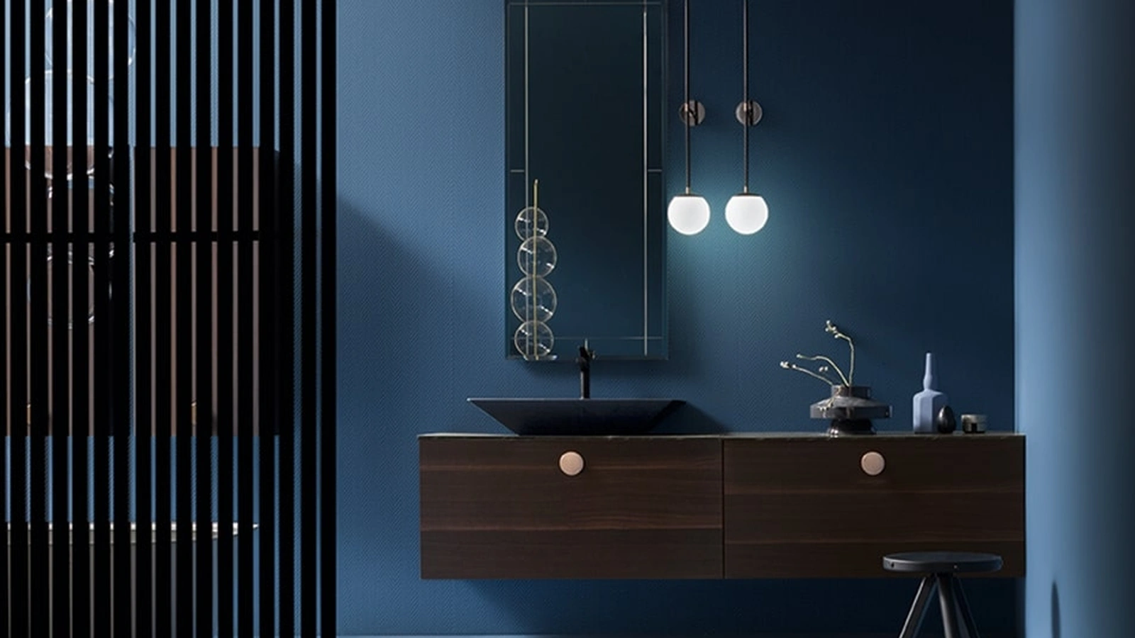 Mobile da Bagno Maori 00 in Eucalipto con doppio cassettone di Cerasa