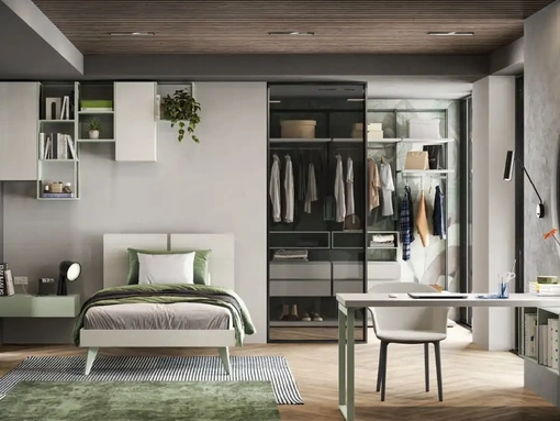 Cameretta per ragazzi con cabina armadio Y112 di Moretti Compact Camerette