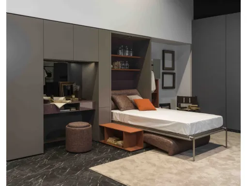 Letto singolo a scomparsa in melaminico e laccato Block System Comp 265 di Tumidei