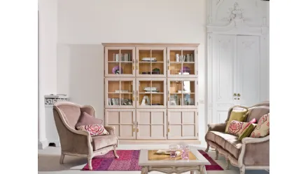 Libreria classica a muro in legno laccato e vetro Asada di Tonin Casa