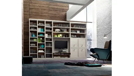 Libreria Tea A finitura Madreperla e Tabacco di Fasolin