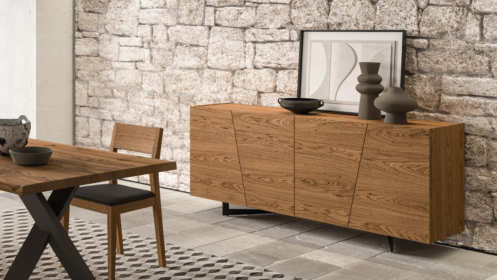 Madia in legno di Rovere anticato Dsquare di FGF Mobili