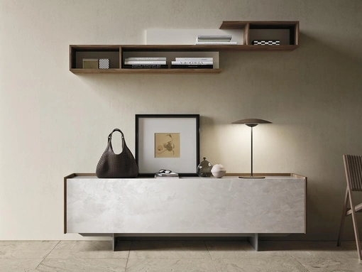 Madia Horizon Slim 980 in laccato spatolato Avorio di Mobilgam
