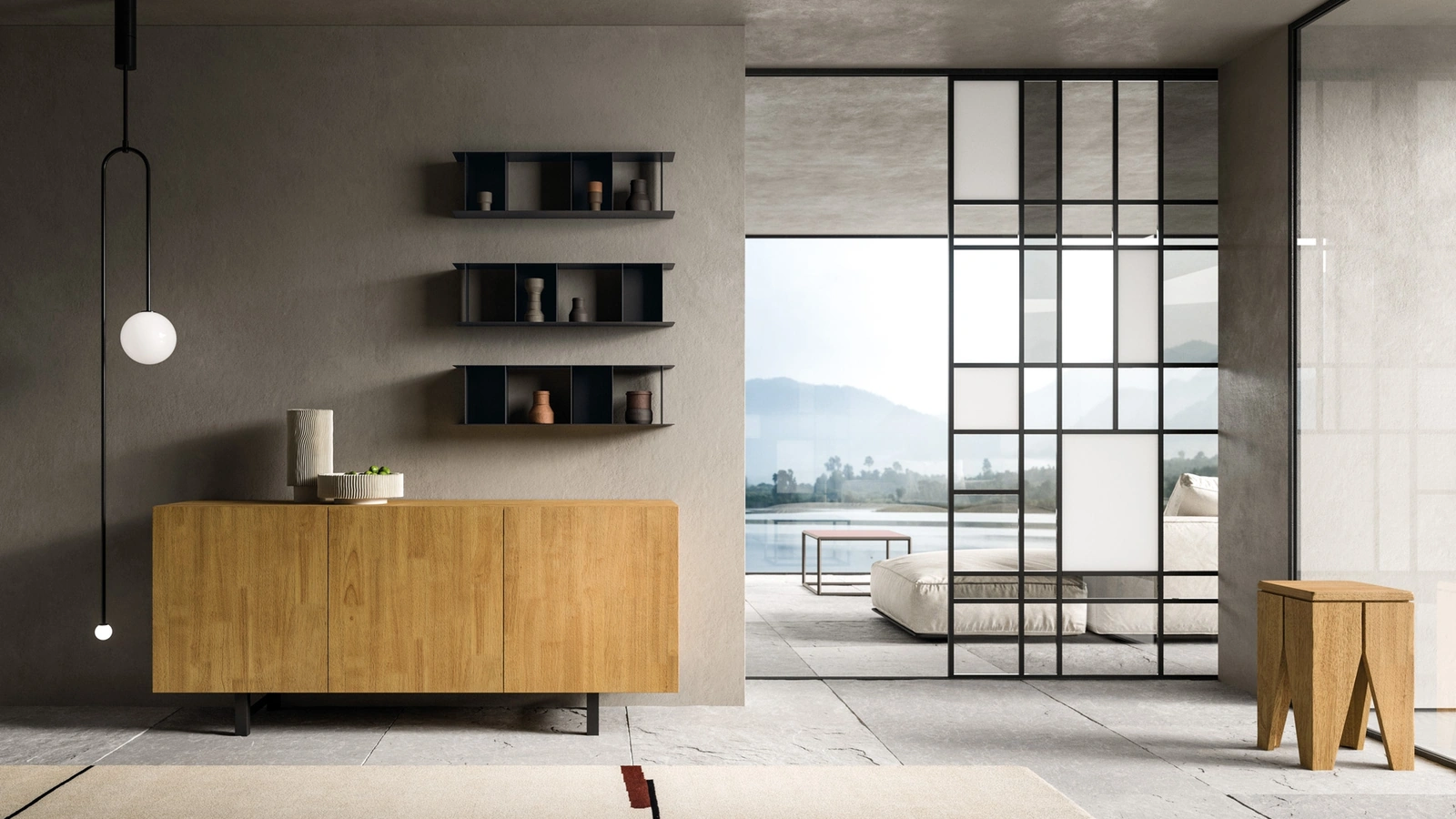 Madia in legno massello Linear di FGF Mobili