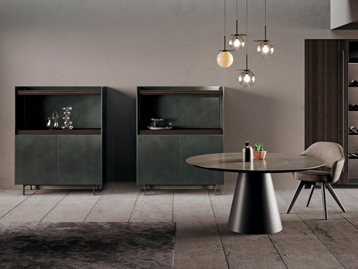 Madia Alta in laccato metal e legno eucalipto scuro Scava di Binova