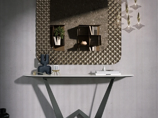 Mobile ingresso Consolle Reverse con top in gres porcellanato di Tonin Casa