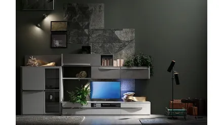 Parete Attrezzata Cleo CL1 finitura Creta e Madreperla di Fasolin