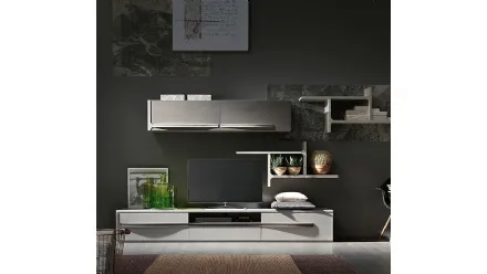 Parete Attrezzata Cleo CL5 finitura Creta e Madreperla di Fasolin