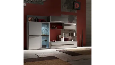 Parete Attrezzata moderna Cleo CL2 finitura Creta e Madreperla di Fasolin