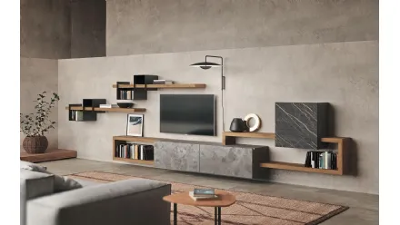 Parete Attrezzata Composizione Horizon 928 in legno e laminato di Mobilgam