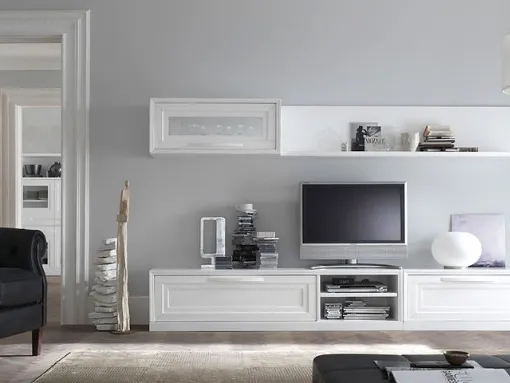 Parete Attrezzata Cristina 21P12 finitura Bianco Puro di Fasolin
