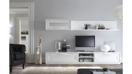 Parete Attrezzata Cristina 21P12 finitura Bianco Puro di Fasolin