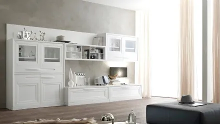 Parete Attrezzata Cristina 21P20 finitura Bianco Puro di Fasolin