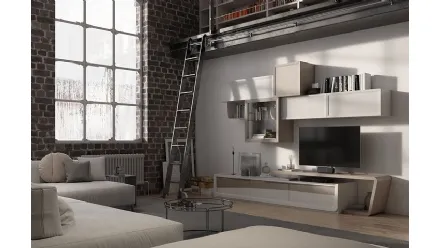 Parete Attrezzata Desi 67D01 finitura Denver e Madreperla di Fasolin