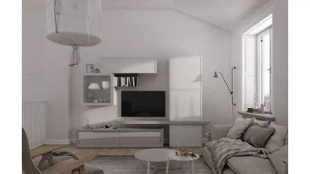 Parete Attrezzata Desi 67D05 finitura Madreperla e Bianco Puro di Fasolin