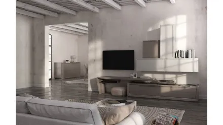 Parete Attrezzata Desi 67D08 finitura Madreperla e Creta di Fasolin