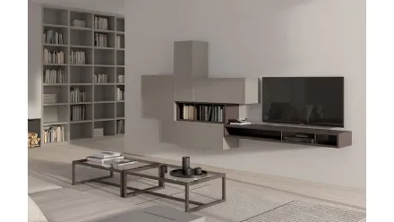 Parete Attrezzata Desi 67D11 finitura Chantal e Cuoio di Fasolin