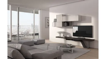 Parete Attrezzata Desi 67D13 finitura Torrone, Cuoio e Antracite di Fasolin