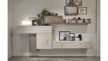 Parete Attrezzata Flor 47F02 finitura Madreperla e Creta di Fasolin