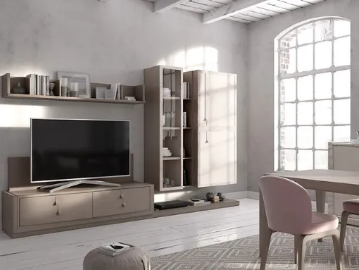 Parete Attrezzata Flor 47F03 finitura Torrone e Denver di Fasolin