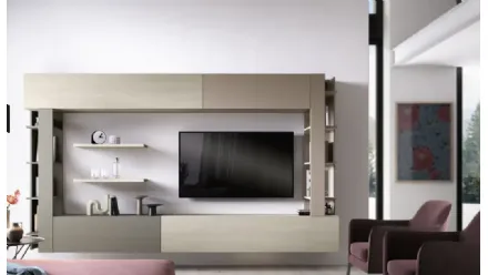 Parete Attrezzata sospesa Kosmos KF112 in melaminico e laccato di Moretti Compact Giorno Notte