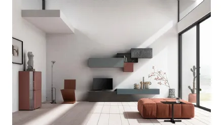 Parete Attrezzata Composizione Horizon 901 in legno e laccato opaco di Mobilgam