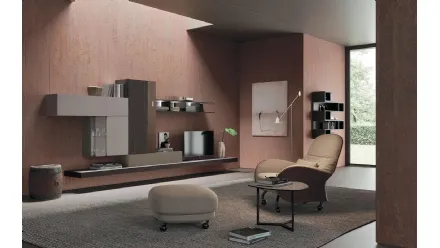 Parete Attrezzata Composizione Horizon 918 in laccato opaco e legno di Mobilgam