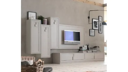 Parete Attrezzata Tea T in legno finitura Madreperla di Fasolin
