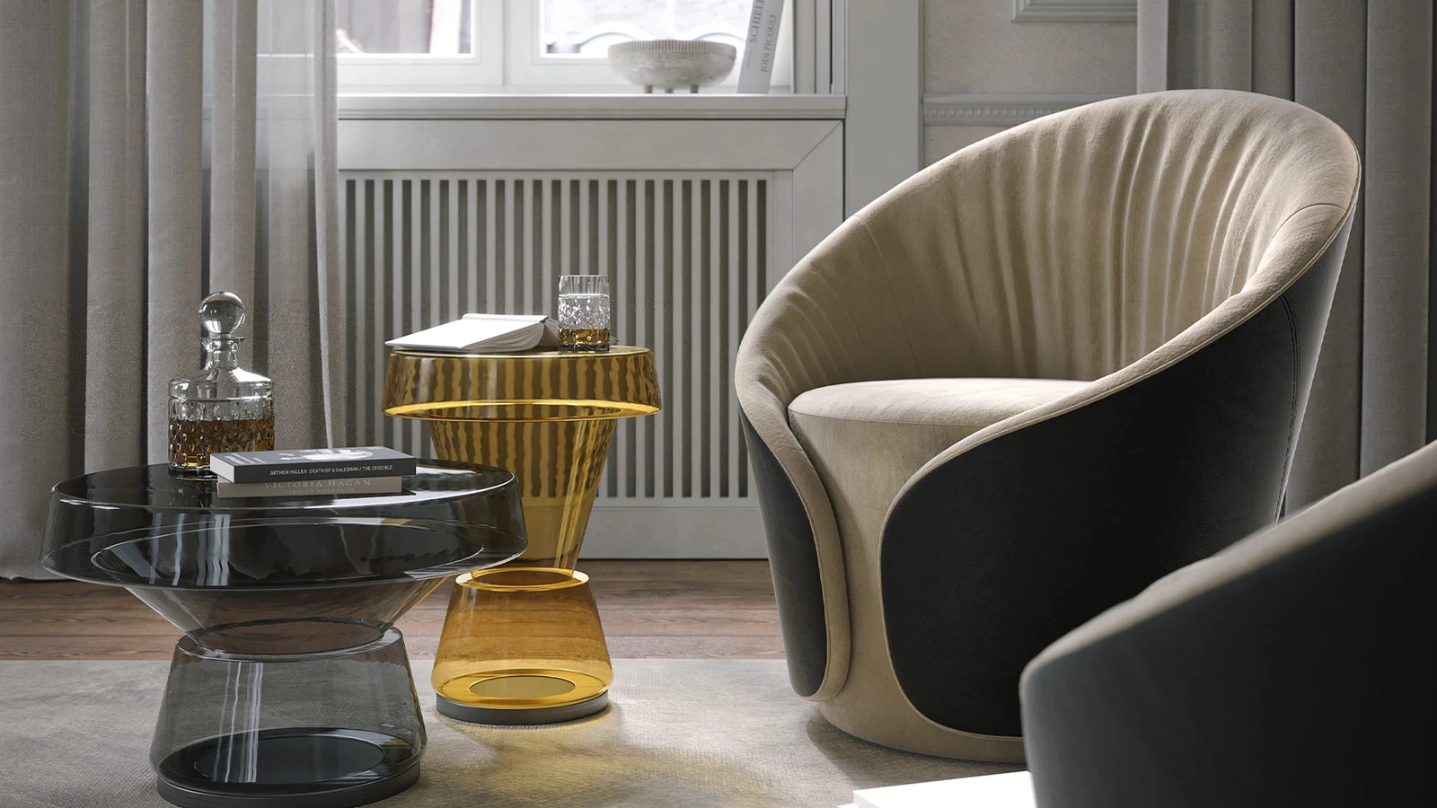 Poltroncina Mama in tessuto e pelle di Tonin Casa