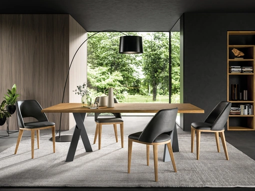 Sedia Holly in ecopelle con gambe in legno di FGF Mobili