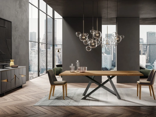 Sedia Nesty2 in pelle con gambe in legno di FGF Mobili