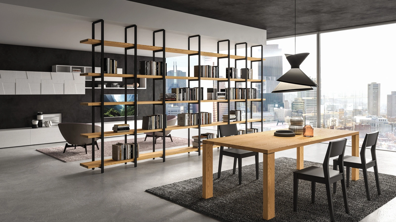 Tavolo in legno finitura Oak con profilo dritto Ego di FGF Mobili