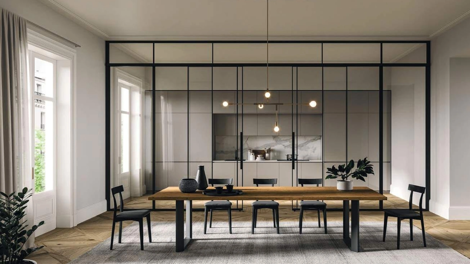 Tavolo Bridge in legno finitura Groove di FGF Mobili