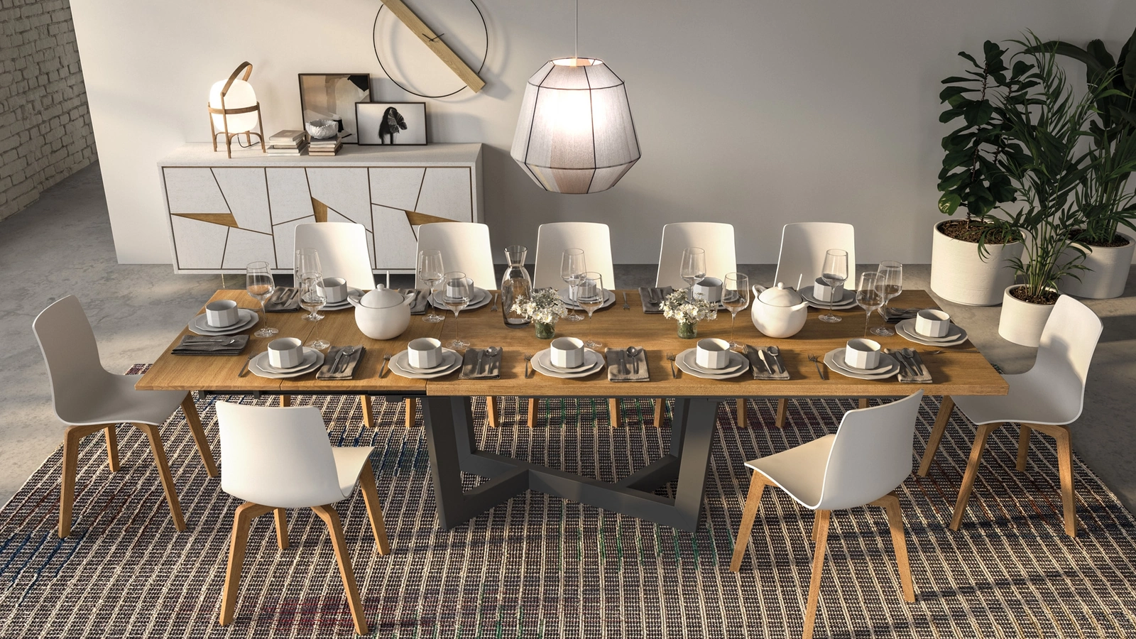 Tavolo Rio estensibile in legno con base in metallo di FGF Mobili