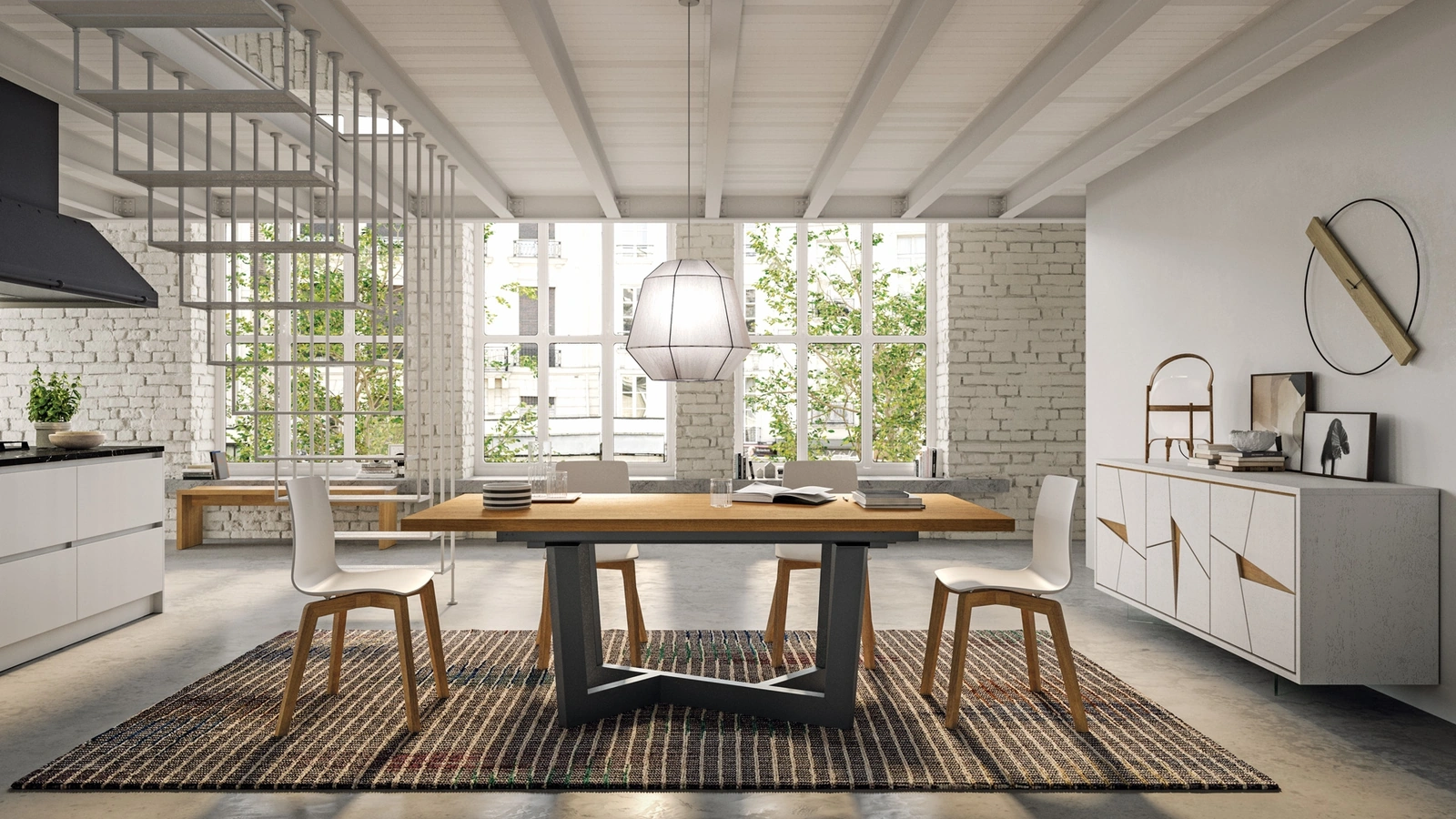 Tavolo Rio estensibile in legno con base in metallo di FGF Mobili