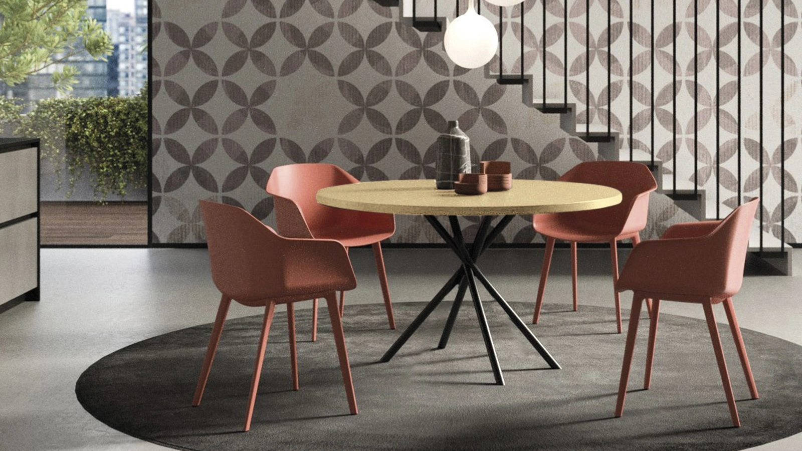 Tavolo rotondo Miky 4 gambe di FGF Mobili