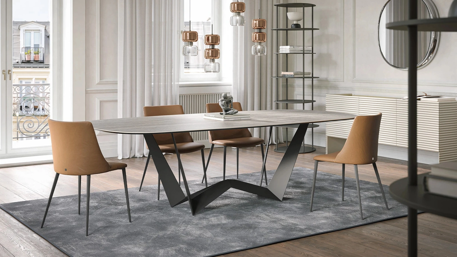 Tavolo Reverse in gres Travertino di Tonin Casa