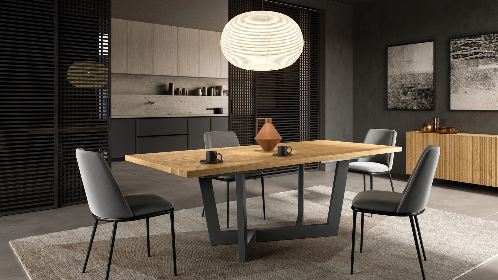 Tavolo Rio in legno con base in metallo di FGF Mobili