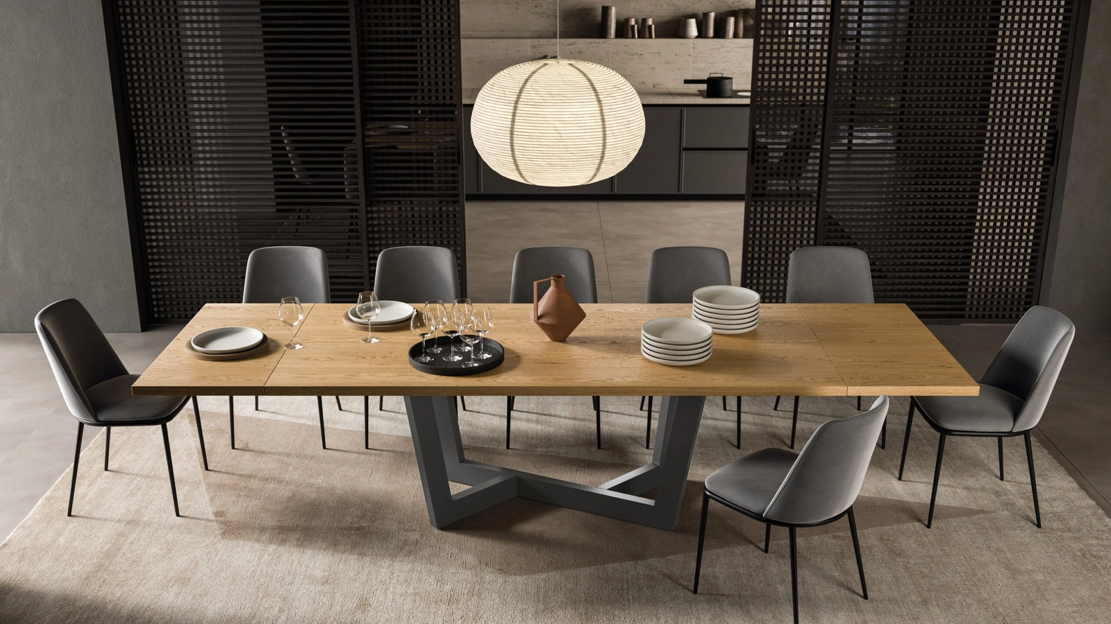 Tavolo Rio in legno con base in metallo di FGF Mobili