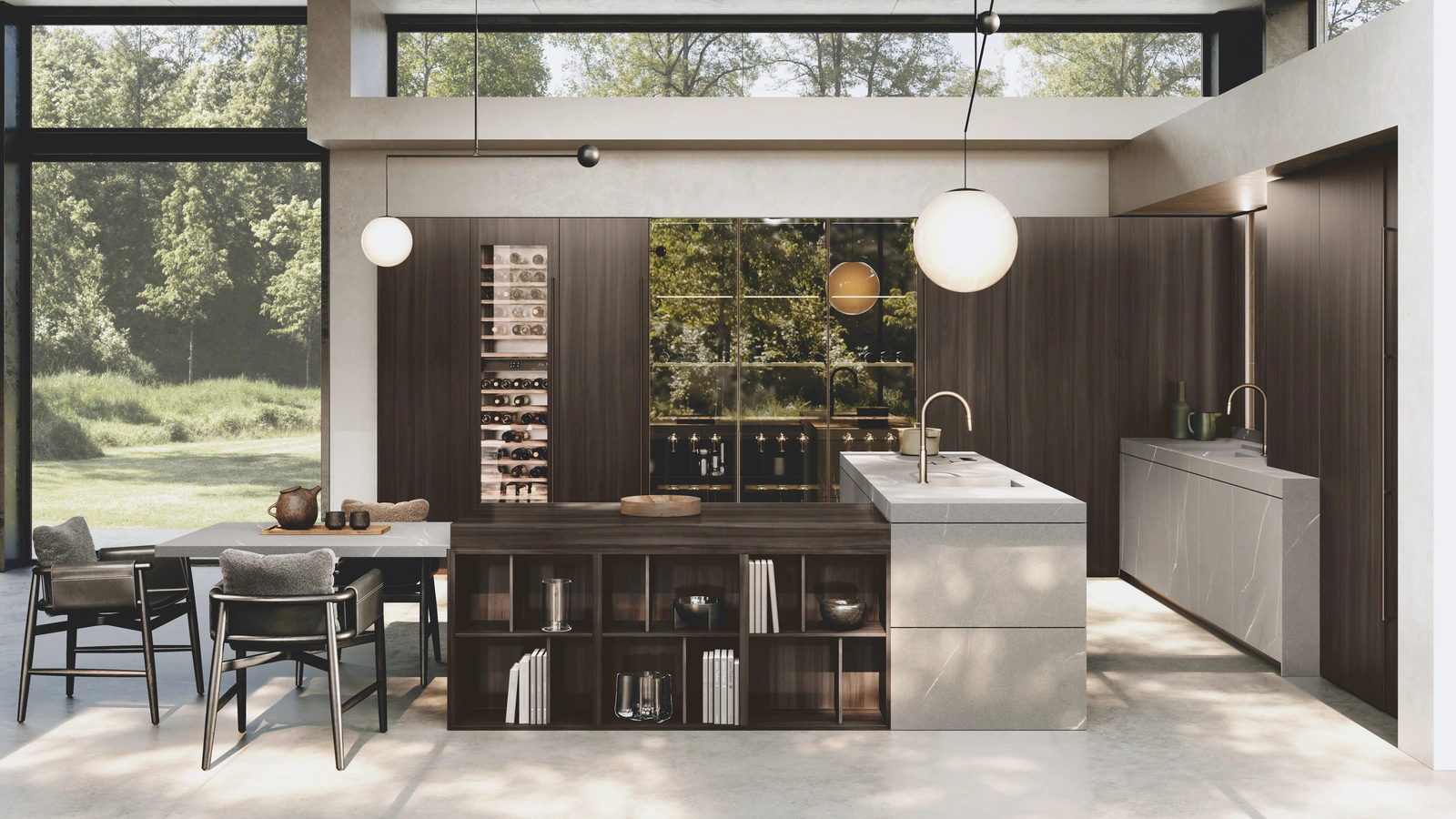 Cucina Design con isola e penisola Bluna Gres di Binova