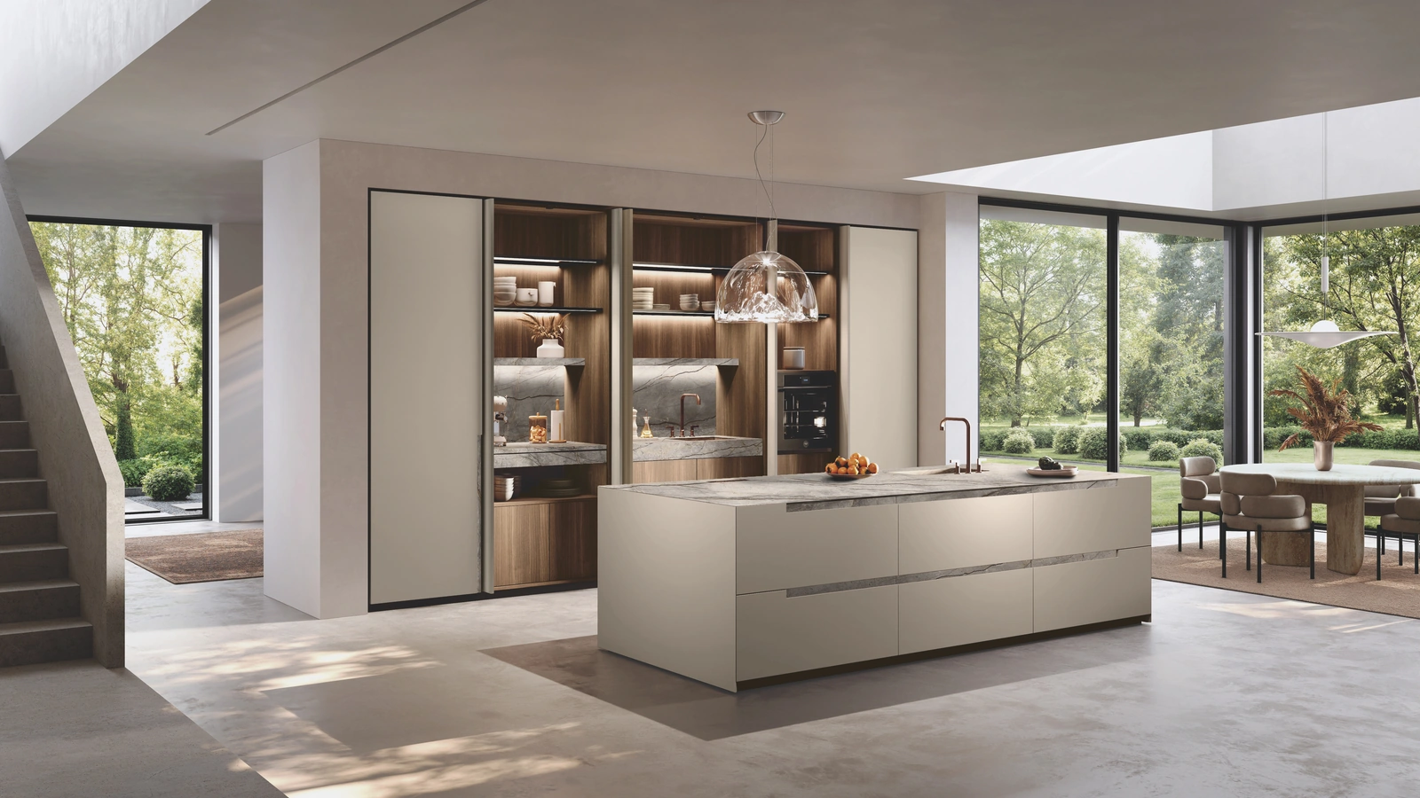 Cucina Design con isola Bluna Maniglia Stone di Binova