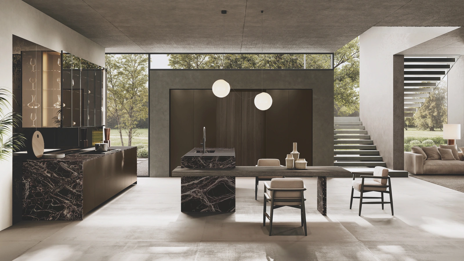 Cucina Design con isola Bluna Tech Alluminio di Binova