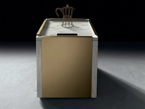 Cucina Design con sistema ad induzione sottopiano in alluminio e gres Ono Fire di Binova
