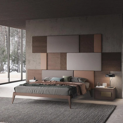 Letto Tetris in legno e tessuto Mobilgam