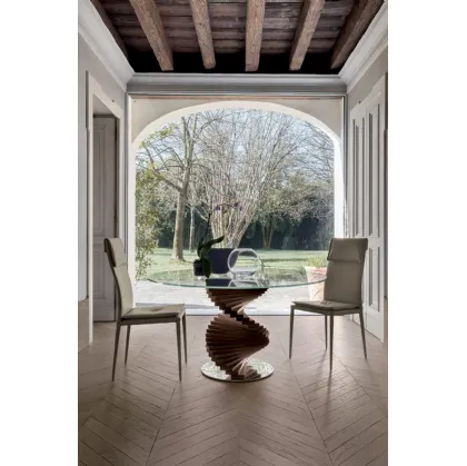 Tavolo Firenze con base in legno e top in vetro di Tonin Casa